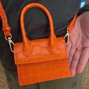 Mini crocodile crossbody bag on trend mini orange bag